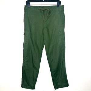 J. Crew Linen Blend Green Cargo Pants for Women Size 2